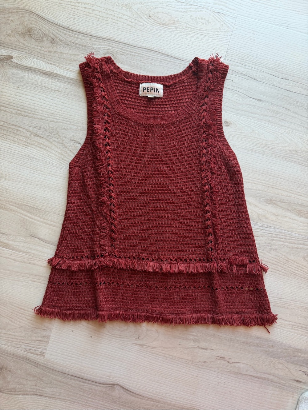 Pepin Rust Red Textured Knit Top